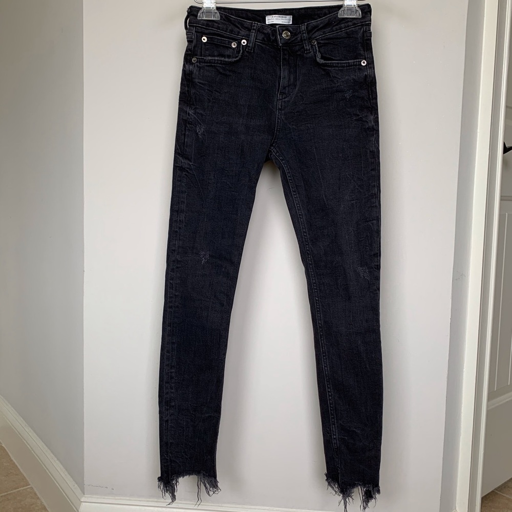 ZARA Denim Distressed Jeans | Black